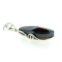 Hand-Crafted Cherry Amber Set In Sterling Silver Pendant