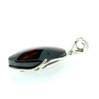Hand-Crafted Cherry Amber Set In Sterling Silver Pendant