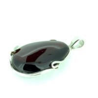 Hand-Crafted Cherry Amber Set In Sterling Silver Pendant