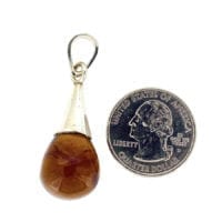 Hand-Crafted Cherry Amber Set In Sterling Silver Pendant