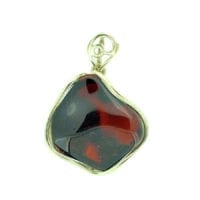 Hand-Crafted Cherry Amber Set In Sterling Silver Pendant