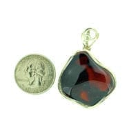 Hand-Crafted Cherry Amber Set In Sterling Silver Pendant