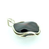 Hand-Crafted Cherry Amber Set In Sterling Silver Pendant