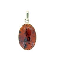 Hand-Crafted Cherry Amber Set In Sterling Silver Pendant