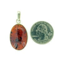 Hand-Crafted Cherry Amber Set In Sterling Silver Pendant