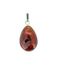 Hand-Crafted Cherry Amber Set In Sterling Silver Pendant
