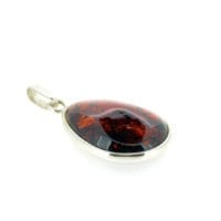Hand-Crafted Cherry Amber Set In Sterling Silver Pendant