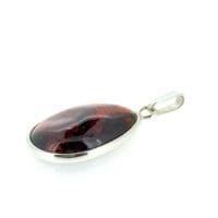 Hand-Crafted Cherry Amber Set In Sterling Silver Pendant