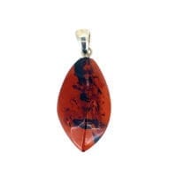 Hand-Crafted Cherry Amber Set In Sterling Silver Pendant