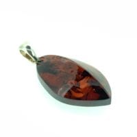 Hand-Crafted Cherry Amber Set In Sterling Silver Pendant