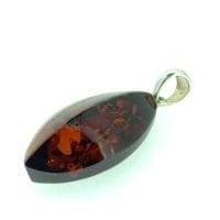 Hand-Crafted Cherry Amber Set In Sterling Silver Pendant