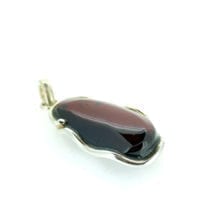 Hand-Crafted Cherry Amber Set In Sterling Silver Pendant