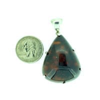 Hand-Crafted Cherry Amber Set In Sterling Silver Pendant