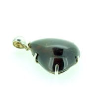 Hand-Crafted Cherry Amber Set In Sterling Silver Pendant