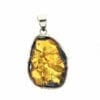 Hand-Crafted Flat-Cut Cognac Amber Set In Sterling Silver Pendant