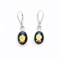 Elegant Hand-Crafted Amber Cameo Dangling Earrings