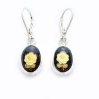 Elegant Hand-Crafted Amber Cameo Dangling Earrings