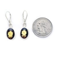 Elegant Hand-Crafted Amber Cameo Dangling Earrings