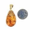 Elegant Hand-Crafted Cognac Amber Set In Vermeil Pendant - Image 6