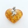 Hand-Crafted Heart Shape Cognac Amber Set In Sterling Silver Pendant