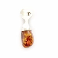 Hand-Crafted Cognac Amber Set In Sterling Silver Pendant