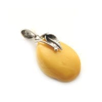 Hand-Crafted Butterscotch Amber Set In Sterling Silver Pendant