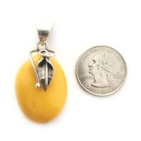 Hand-Crafted Butterscotch Amber Set In Sterling Silver Pendant