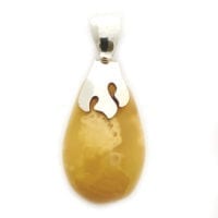 Hand-Crafted Butterscotch Amber Set In Sterling Silver Pendant