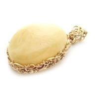 Hand-crafted Natural Butterscotch Amber Set In Vermeil Pendant
