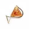 Hand-Crafted Triangular Shape Cognac Amber Set In Sterling Silver Brooch