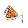 Hand-Crafted Triangular Shape Cognac Amber Set In Sterling Silver Brooch - Image 3