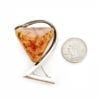 Hand-Crafted Triangular Shape Cognac Amber Set In Sterling Silver Brooch - Image 4