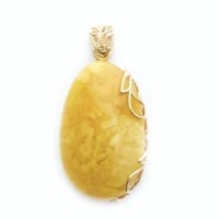 Hand-crafted Natural Butterscotch Amber Set In Vermeil Pendant