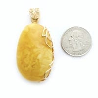 Hand-crafted Natural Butterscotch Amber Set In Vermeil Pendant