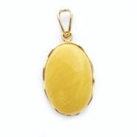 Hand-crafted Natural Butterscotch Amber Set In Vermeil Pendant