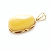 Hand-crafted Natural Butterscotch Amber Set In Vermeil Pendant