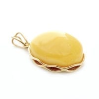 Hand-crafted Natural Butterscotch Amber Set In Vermeil Pendant