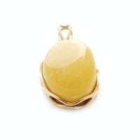 Hand-crafted Natural Butterscotch Amber Set In Vermeil Pendant