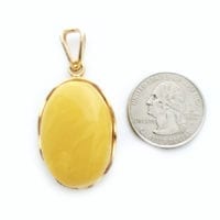 Hand-crafted Natural Butterscotch Amber Set In Vermeil Pendant