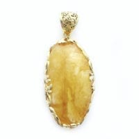 Hand-crafted Natural Butterscotch Amber Set In Vermeil Pendant