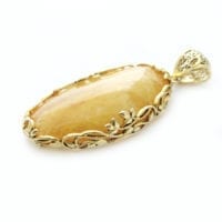 Hand-crafted Natural Butterscotch Amber Set In Vermeil Pendant