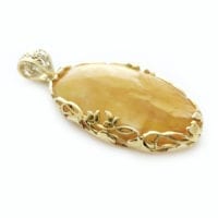 Hand-crafted Natural Butterscotch Amber Set In Vermeil Pendant