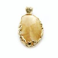 Hand-crafted Natural Butterscotch Amber Set In Vermeil Pendant