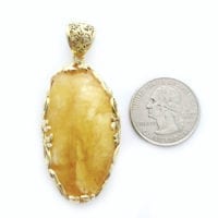 Hand-crafted Natural Butterscotch Amber Set In Vermeil Pendant