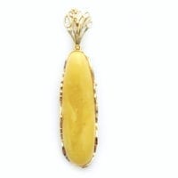 Hand-crafted Natural Butterscotch Amber Set In Vermeil Pendant