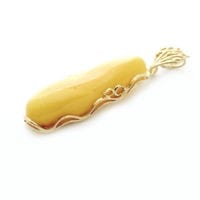 Hand-crafted Natural Butterscotch Amber Set In Vermeil Pendant