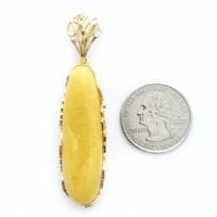 Hand-crafted Natural Butterscotch Amber Set In Vermeil Pendant