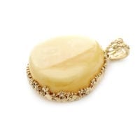 Hand-crafted Natural Butterscotch Amber Set In Vermeil Pendant