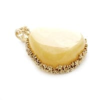 Hand-crafted Natural Butterscotch Amber Set In Vermeil Pendant