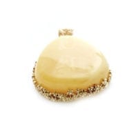 Hand-crafted Natural Butterscotch Amber Set In Vermeil Pendant